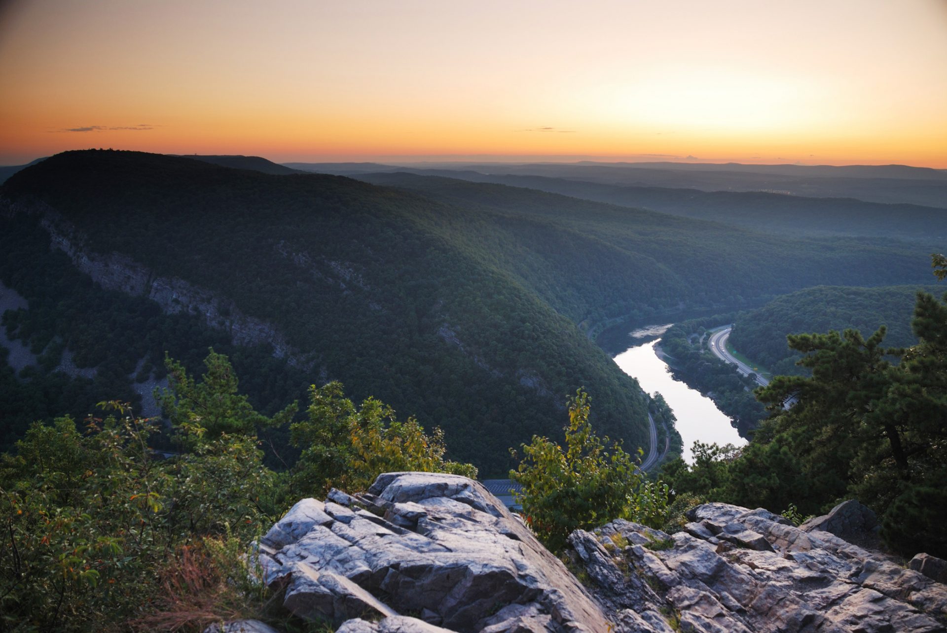 Sunset at mountain peak Lehigh Valley
